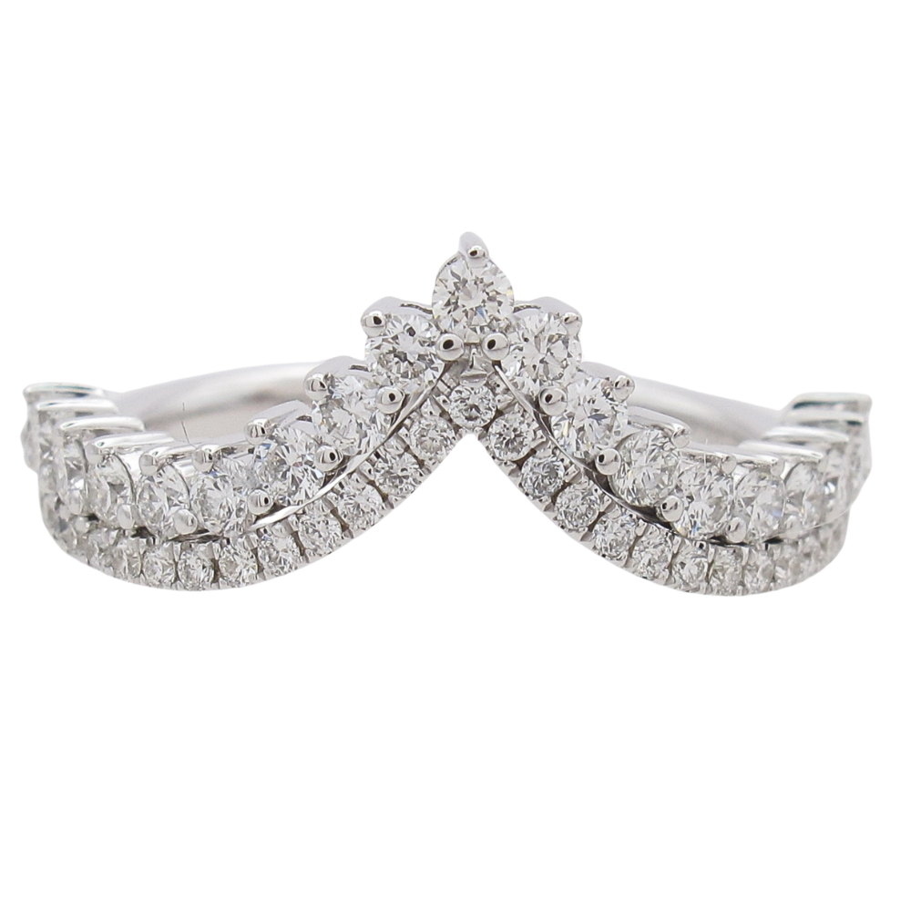 0.56ctw Diamond Double Chevron Band Ring 14K Gold