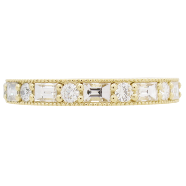 0.61ctw Baguette & Round Diamond Alternating Band Ring 14K Gold