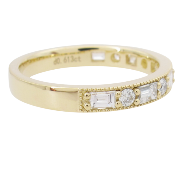 0.61ctw Baguette & Round Diamond Alternating Band Ring 14K Gold side