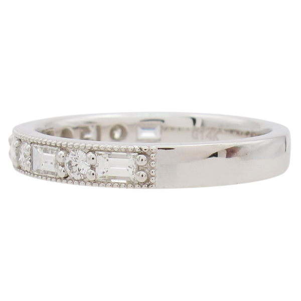 0.61ctw Baguette & Round Diamond Stack Band 14K Side