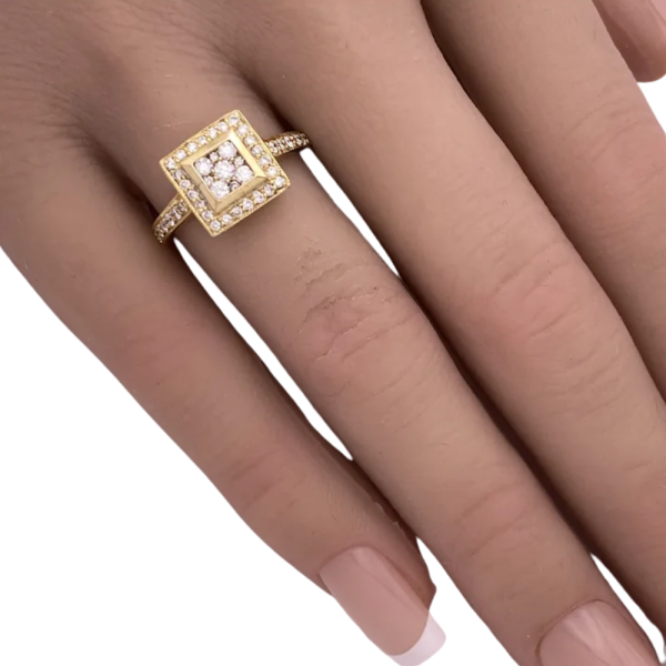 .093ctw Square Shape Diamond Cluster Halo Ring 14K (3)