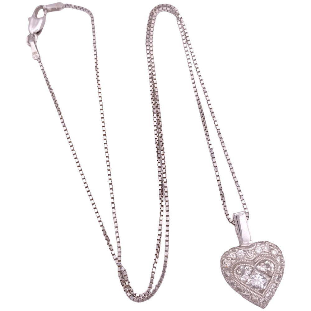 1.15ctw Fancy Cut Diamond Heart Necklace 14K & 18K Gold