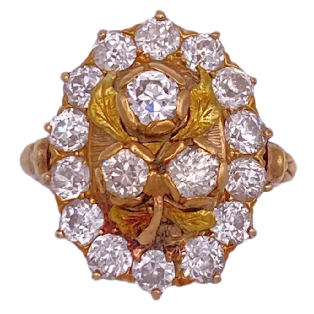 1.59ctw Victorian Diamond Floral Ring 14K