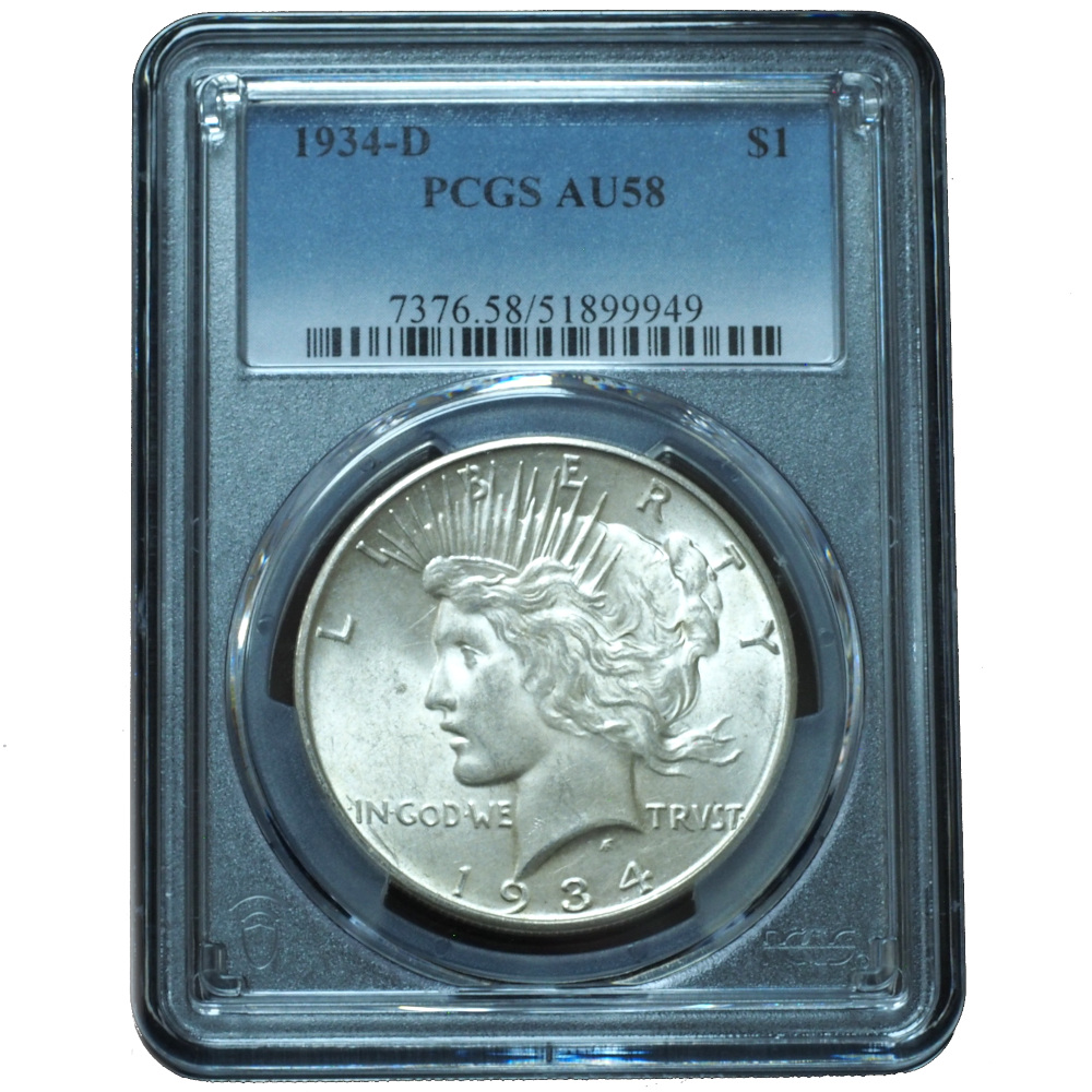 1934-D Peace Dollar AU58 PCGS