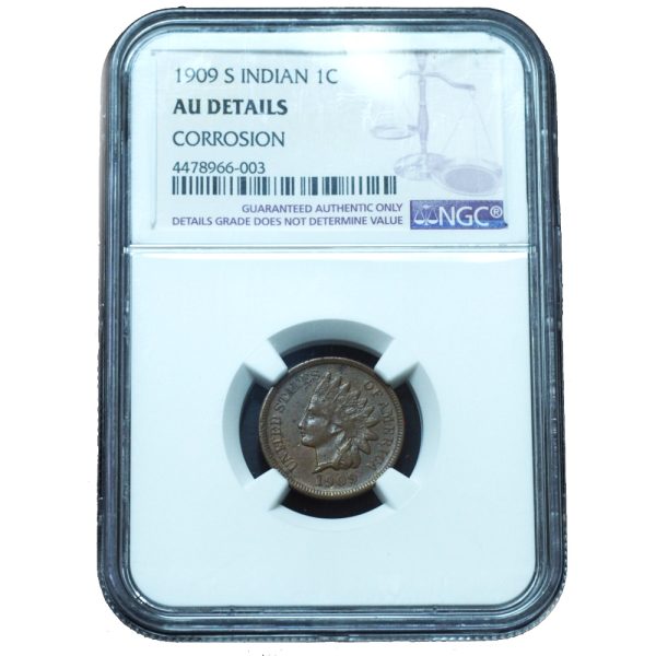 1909-S Indian Head Penny AU Details NGC