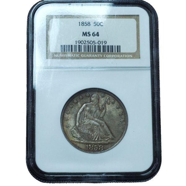 1858 Seated Liberty Half Dollar MS64 NGC