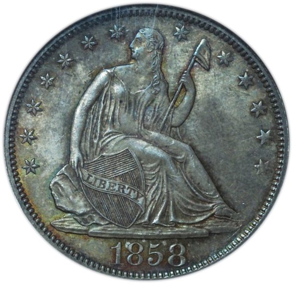 1858 Seated Liberty Half Dollar MS64 NGC
