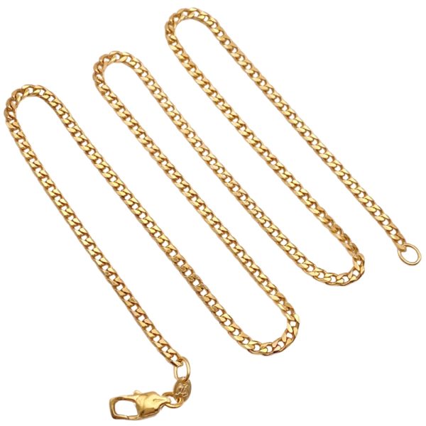 2.5mm Curb Link Chain Necklace 14K Gold 18 Length