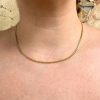 2.5mm Curb Link Chain Necklace 14K Gold 18 Length worn