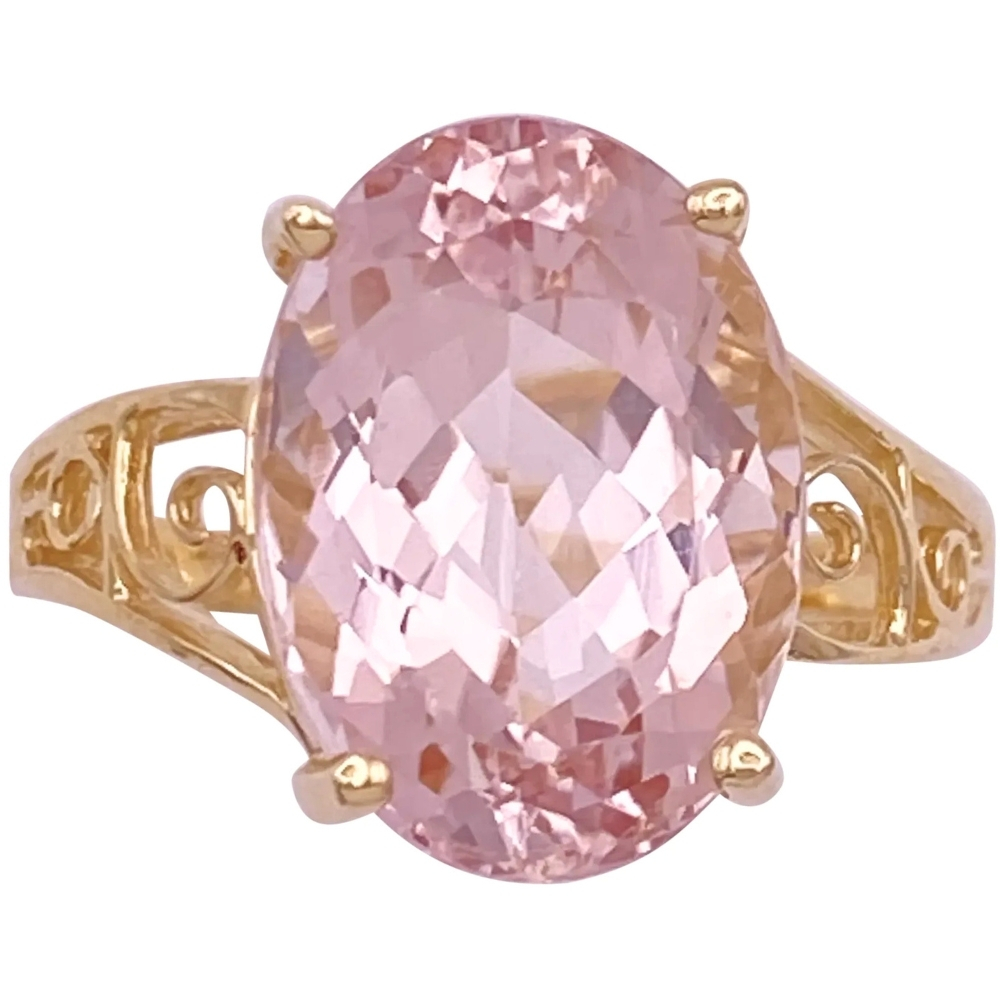 4.80ct Morganite Solitaire Ring 14K Gold