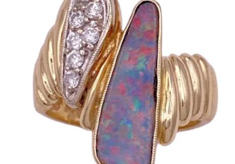 Contemporary Freeform Boulder Opal Ring 14K (2)