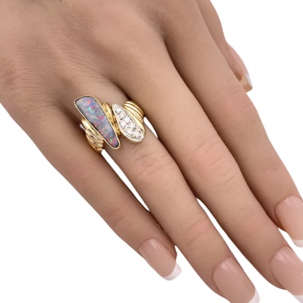 Contemporary Freeform Boulder Opal Ring 14K (3)