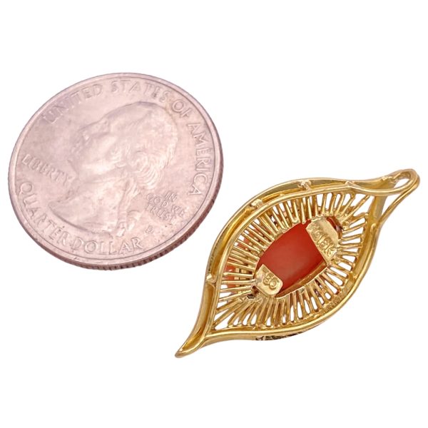 Diamond Accent Coral Pendant 18K Gold size