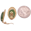 Jade with Gold Detailed Frame Clip-On Earring 14K