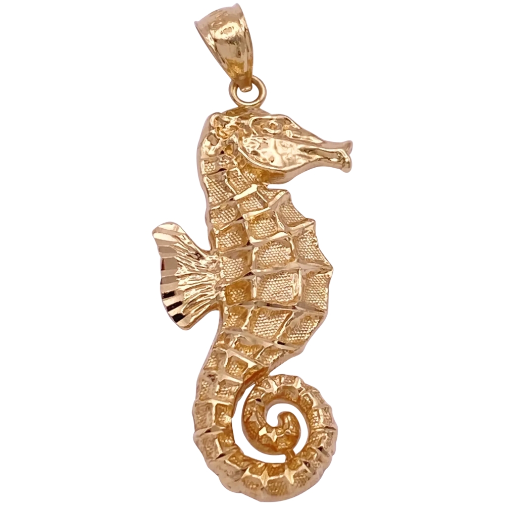 Nautical Seahorse Vintage Pendant or Charm 14K Gold