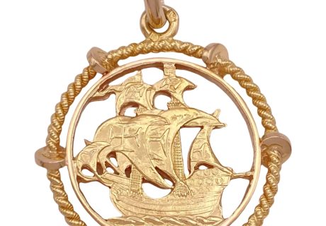 Pirate Ship Vintage Pendant Portugal 19K 800 Gold