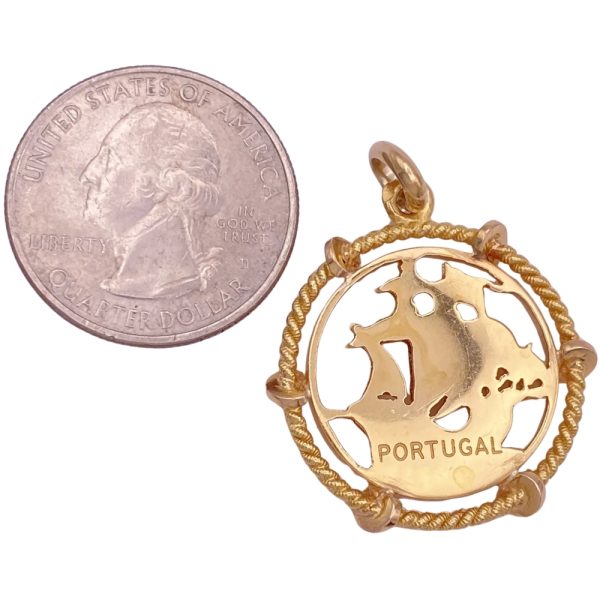 Pirate Ship Vintage Pendant Portugal 19K 800 Gold size