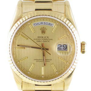 Pre-owned Rolex 36mm Double Quick Set Day-Date Presidential (1988) 18k Yellow Gold 18238 Front Close