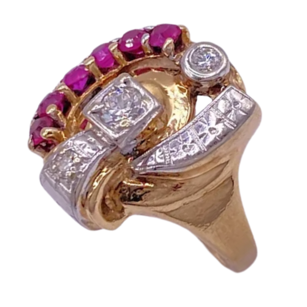 Retro 1.24ctw Ruby & Diamond Ring 14K (4)