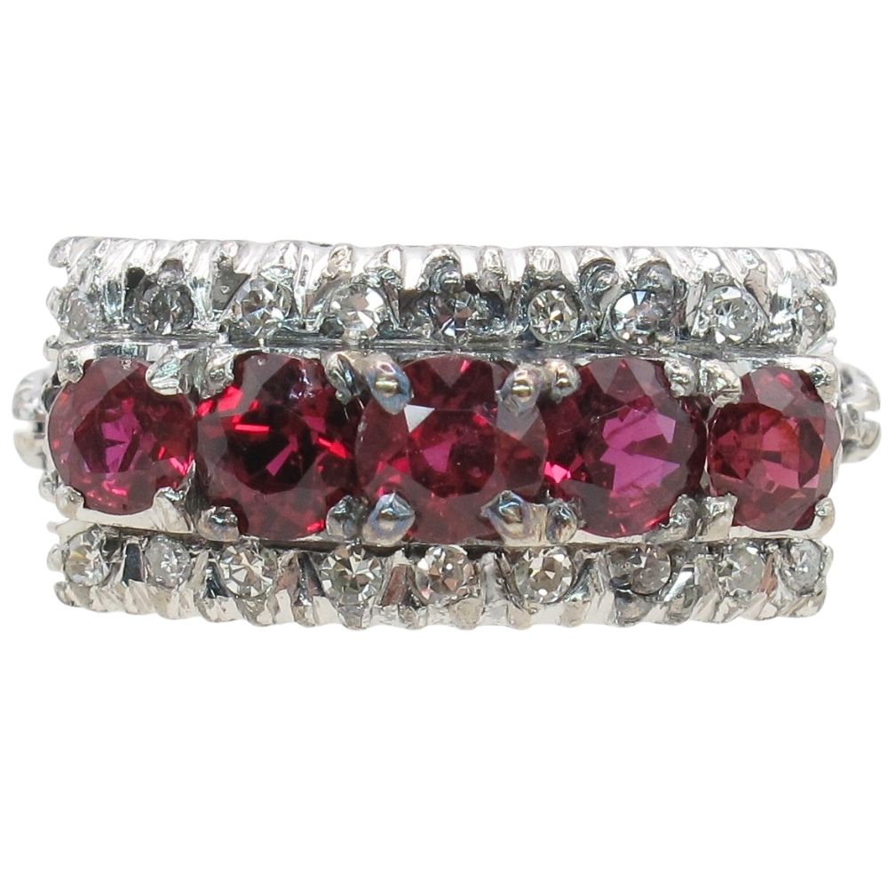 1.52ctw Ruby Five-Stone Retro Ring 18K