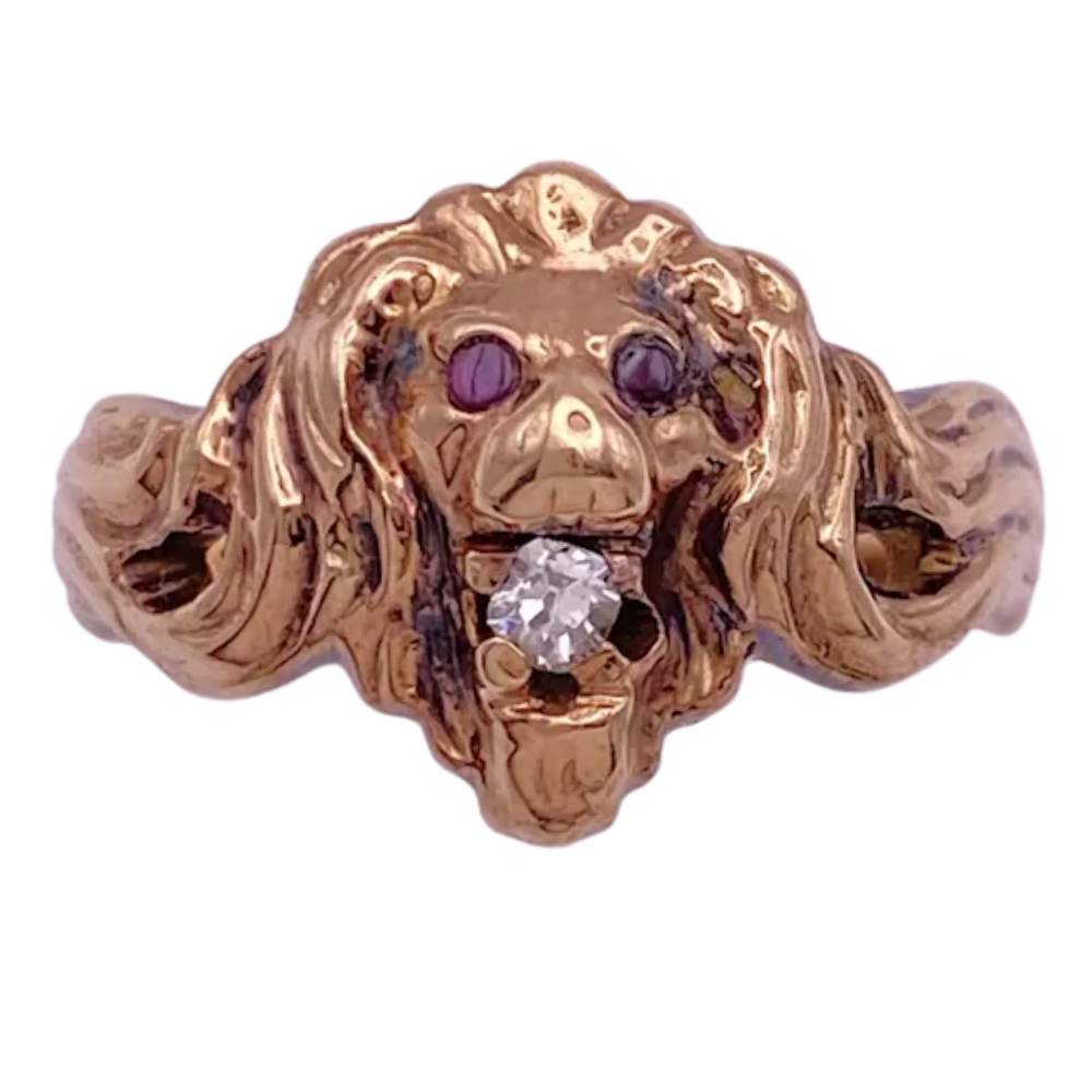 Victorian Lion Ring 10K