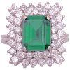 Vintage 5.64ctw Green Spinel & Diamond Cocktail Ring 14K Gold