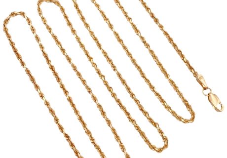 Vintage Rope Chain Necklace 14K Gold 24 Length full