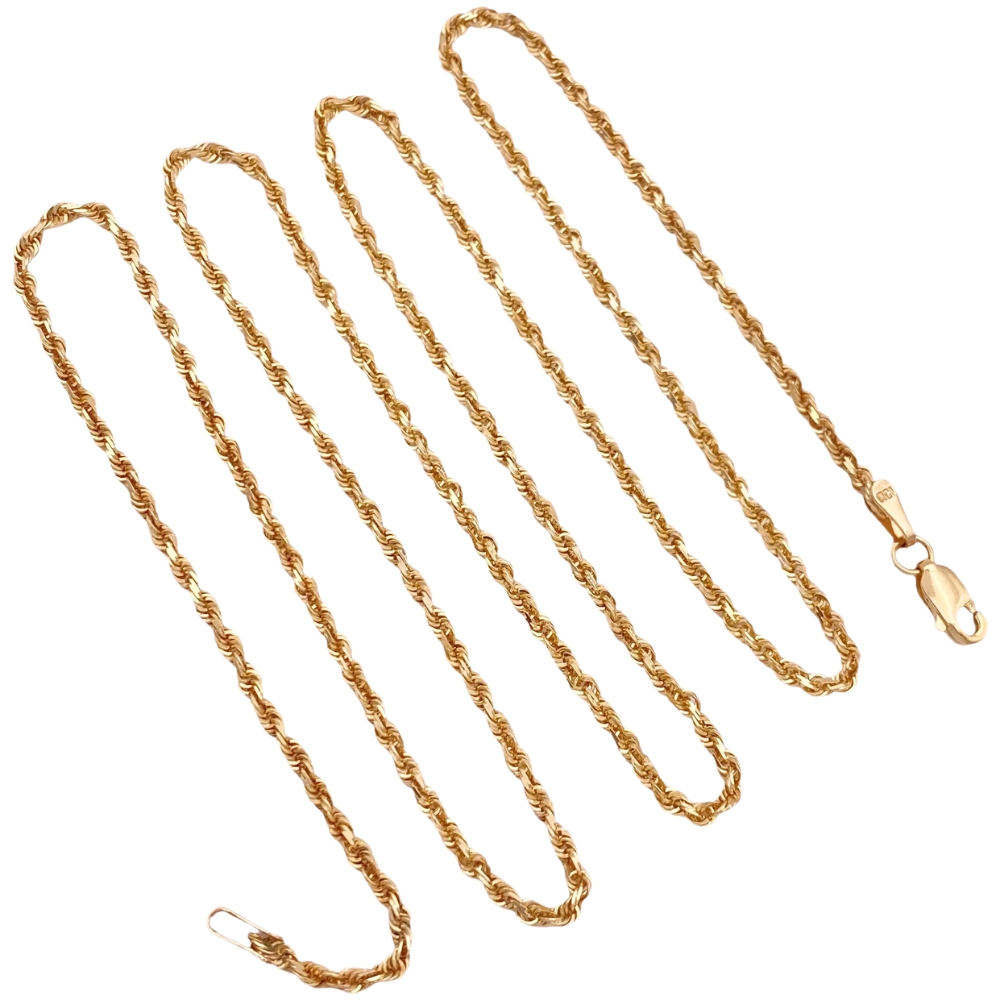 Vintage Rope Chain Necklace 14K Gold 23.75″ Length