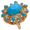 Vintage Turquoise Cocktail Ring 14K Gold side