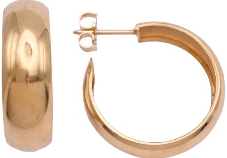 Wide Hoop Earrings 14K Yellow Gold