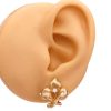 0.10ctw Diamond Accent Flower Earrings 14K Gold worn