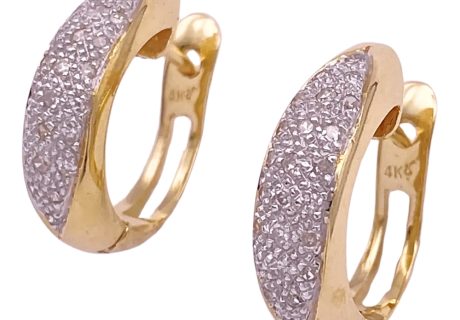 0.24ctw Pavé Diamond Hoop Earrings 14K Gold