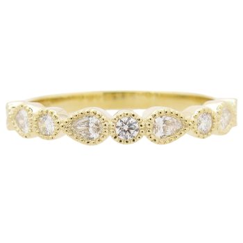 0.30ctw Pear & Round Diamond Band Ring 14K Gold