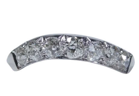 1.14ctw Curved Art Deco Diamond Wedding Ring 14K