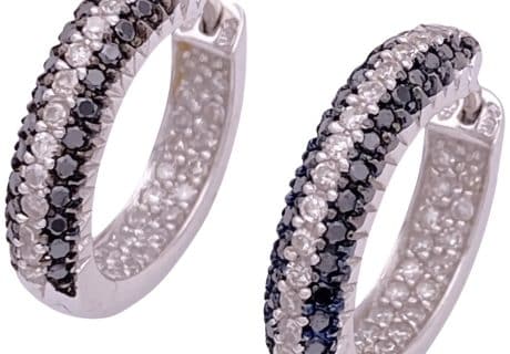 1.26ctw Black & White Diamond Hoop Earrings 14K Gold