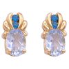 1.48ctw Aquamarine & Paraiba Tourmaline Stud Earrings 14K Gold