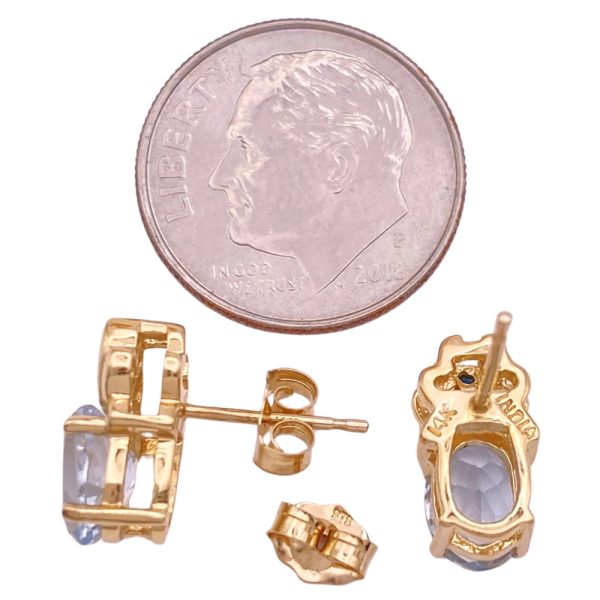 1.48ctw Aquamarine & Paraiba Tourmaline Stud Earrings 14K Gold size
