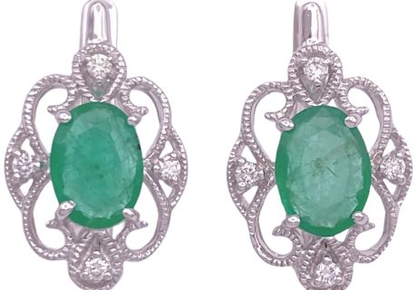 1.62ctw Natural Emerald Drop Earrings 14K Gold