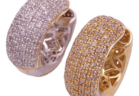 2.00ctw Reversible Pavé Diamond Hoop Earrings 14K Gold