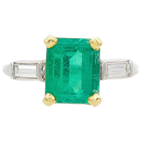 3.46ct Colombian Emerald & Diamond Ring Platinum GIA Certified front