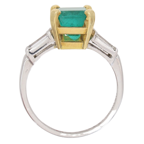 3.46ct Colombian Emerald & Diamond Ring Platinum GIA Certified profile