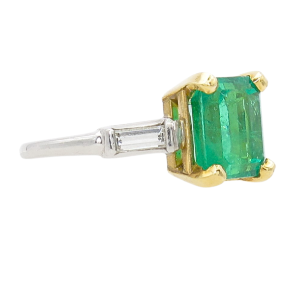 3.46ct Colombian Emerald & Diamond Ring Platinum GIA Certified side