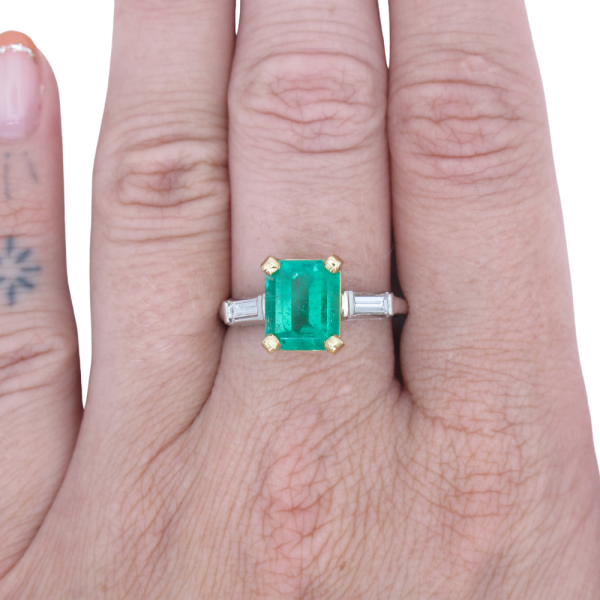 3.46ct Colombian Emerald & Diamond Ring Platinum GIA Certified worn