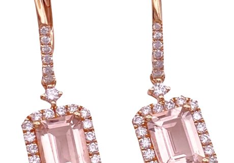 3.80ctw Morganite Dangle Earrings 14K Rose Gold
