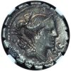 Ancient Roman Republic 79 BC Ti. Claudius Ti.f. Ap.n. Nero AR Serratus Denarius Ch. AU NGC