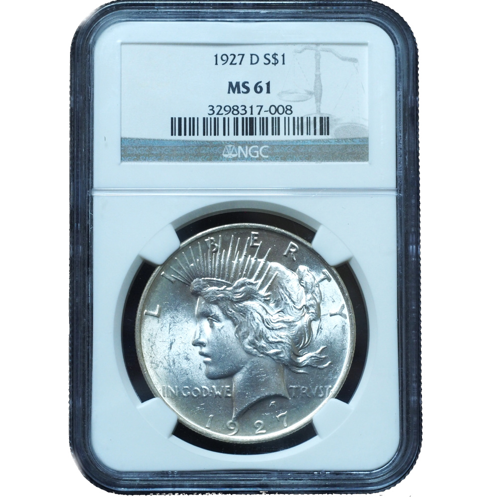 1927-D Peace Dollar MS61 NGC