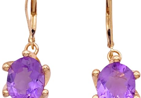 5.40ctw Amethyst Dangle Earrings 14K Gold