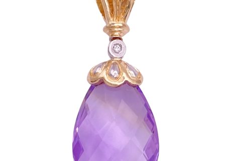 7.43ctw Briolette Amethyst Pendant 14K Gold