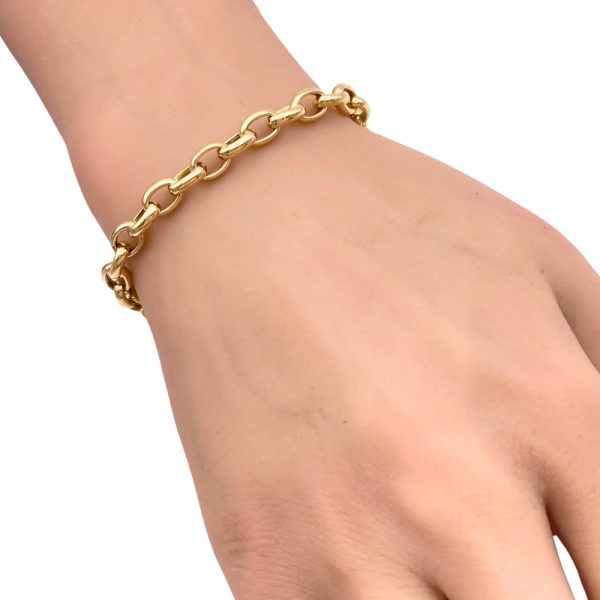 Chunky Oval Link Bracelet 14K Gold 8 Length worn