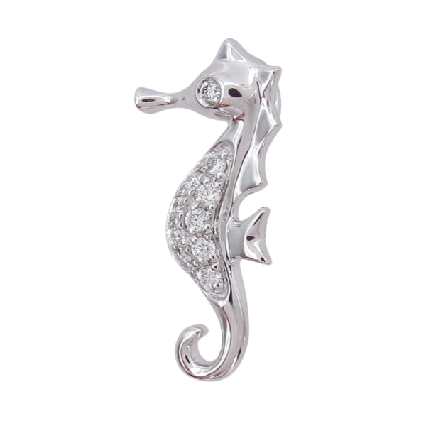 Mini White Gold Seahorse Pendant